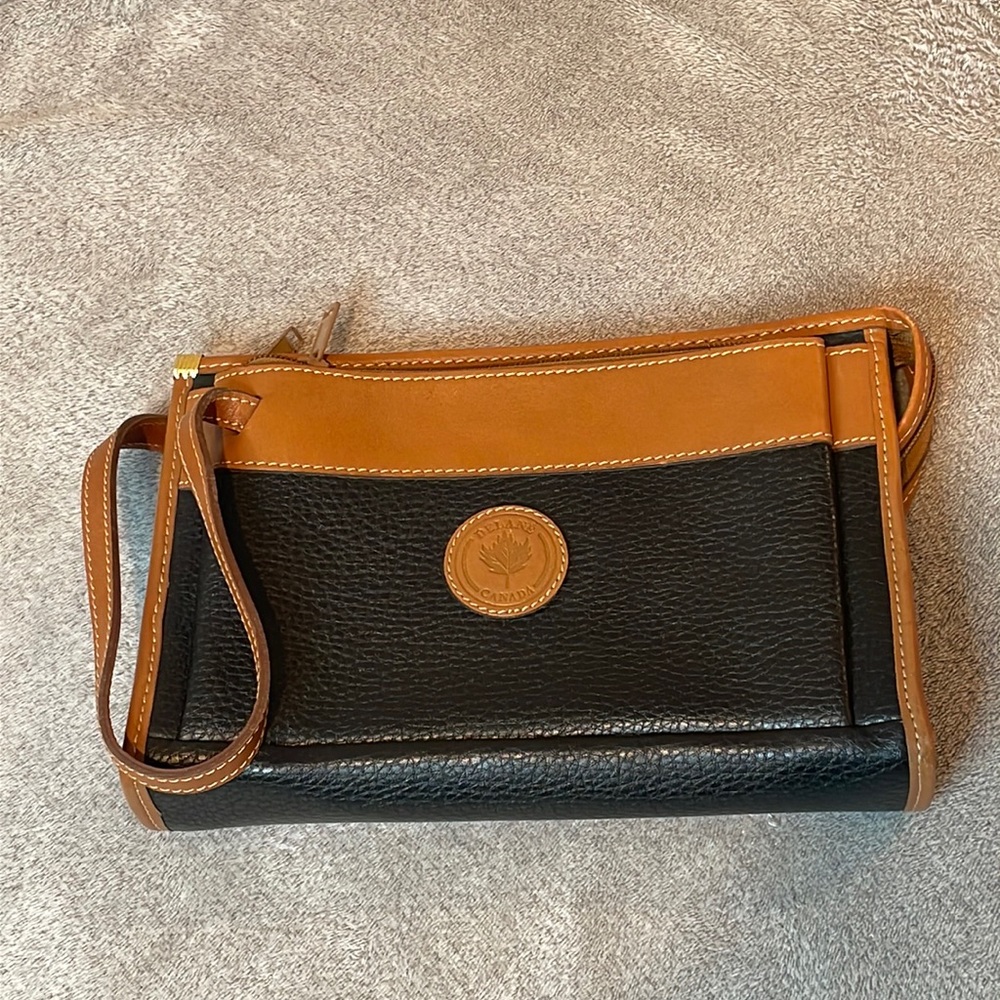 Delane Canada Black Brown Leather Vintage Clutch Purse